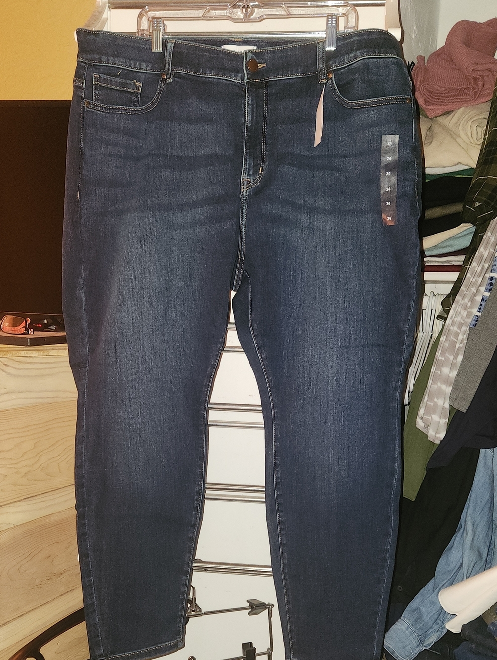NWT Lane Bryant Dark Blue Wash Curvy Skinny Leg Jeans Sz 24 High Rise